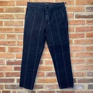 Back pin striped tapered skinny chinos